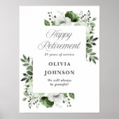 Begrüßungszeichen des eleganten Green Floral Retir Poster (Vorne)