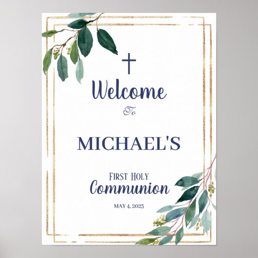 Begrüßungszeichen des ersten Kommunizenjungen Poster (Vorne)