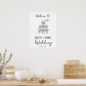 Begrüßungszeichen des handgezogenen Champagnerturm Poster (Küche)