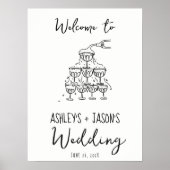 Begrüßungszeichen des handgezogenen Champagnerturm Poster (Vorne)