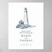 Begrüßungszeichen des Leuchtturms im Ozean Poster (Vorne)