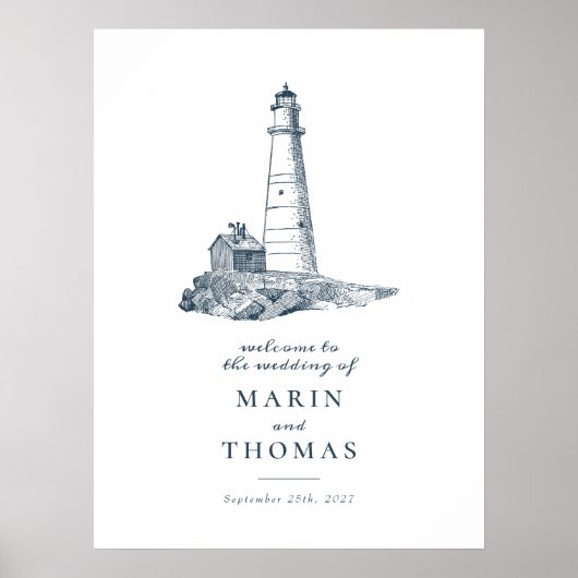 Begrüßungszeichen des Leuchtturms im Ozean Poster (Vorne)