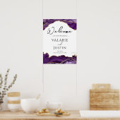 Begrüßungszeichen des lila Gold Glitzer Agate Poster (Küche)