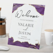 Begrüßungszeichen des lila Gold Glitzer Agate Sockelschild (In Situ)