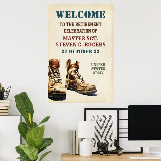Begrüßungszeichen des Militärruhestands Poster (Heimbüro)