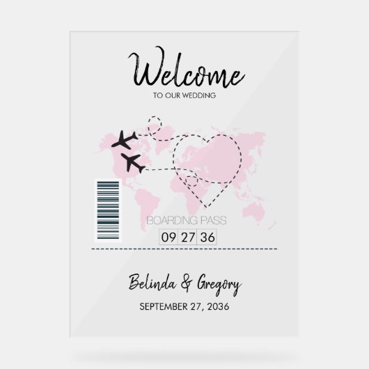 Begrüßungszeichen des Zielüberlaufs Boarding Acrylschild (Vorderseite)