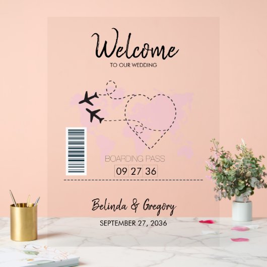 Begrüßungszeichen des Zielüberlaufs Boarding Acrylschild (Hochzeit)