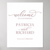 Begrüßungszeichen | Einfache Rose Gold Script Poster (Vorne)