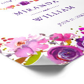 Begrüßungszeichen | Eleganter Chic Gold Lila Blüte Poster (Ecke)