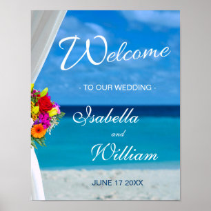 Begrüßungszeichen Farbenfrohe Blume Beach Weddin Poster