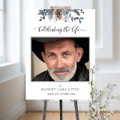 Begrüßungszeichen Foto Blaues Rustikales Foliage Poster