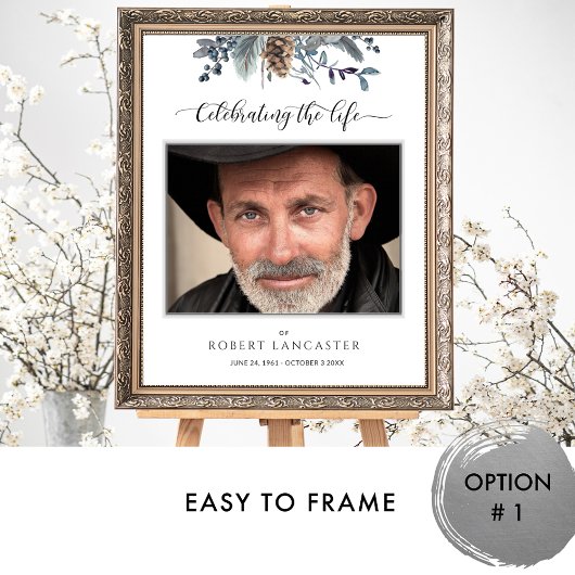 Begrüßungszeichen Foto Blaues Rustikales Foliage Poster