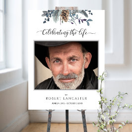 Begrüßungszeichen Foto Blaues Rustikales Foliage Poster