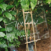 Begrüßungszeichen für akrobatische Hochzeiten mit Acrylschild