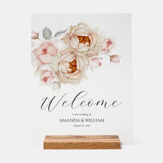 Begrüßungszeichen für Akryllische Hochzeit Acrylschild (Vorderseite)