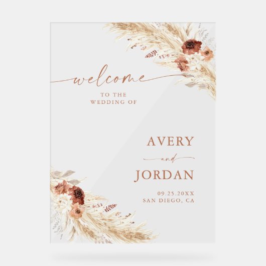 Begrüßungszeichen für Akryllische Hochzeiten, Begr Acrylschild (Vorderseite)