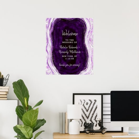 Begrüßungszeichen für Amethyst Lila & Silberne Hoc Poster (Heimbüro)