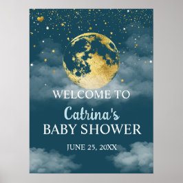 Begrüßungszeichen für aquamarines Gold über der Mo Poster