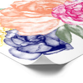 Begrüßungszeichen für Aquarellblumen Poster (Ecke)