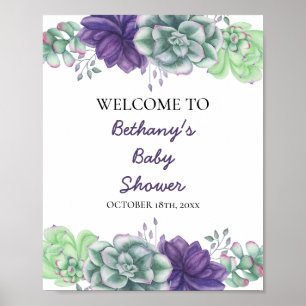 Begrüßungszeichen für Babydusche - Aquarelltuch Poster
