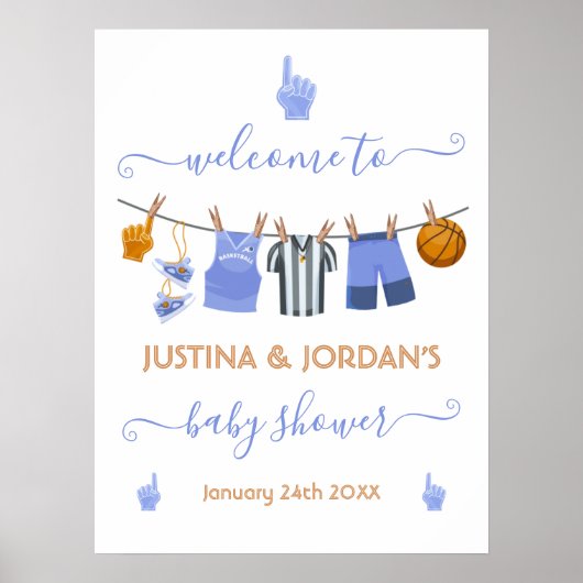 Begrüßungszeichen für Basketball Clothesline Baby  Poster (Vorne)
