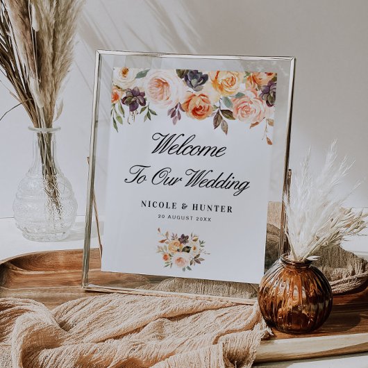 Begrüßungszeichen für Blumenzehen im Herbst Poster