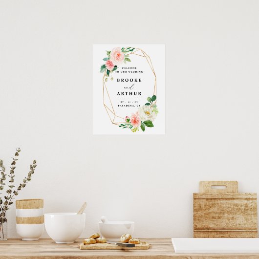 Begrüßungszeichen für Blush und Gold Floral Poster (Küche)
