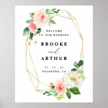 Begrüßungszeichen für Blush und Gold Floral