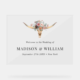 Begrüßungszeichen für Bohemische Blütenkuh Acrylschild