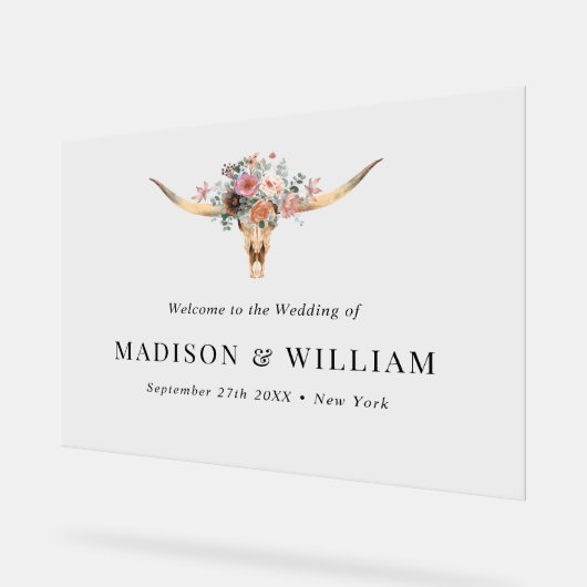 Begrüßungszeichen für Bohemische Blütenkuh Acrylschild (Winkel)