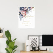 Begrüßungszeichen für Brautpartys in Navy und Rot Poster (Heimbüro)