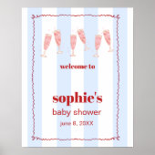 Begrüßungszeichen für Brunch & Bubbly Red und Blue Poster (Vorne)