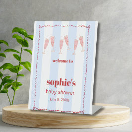 Begrüßungszeichen für Brunch & Bubbly Red und Blue Sockelschild