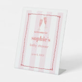 Begrüßungszeichen für Brunch & Bubbly Rot und Rosa Sockelschild (Vorderseite)