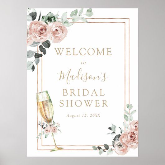 Begrüßungszeichen für Brunch und Bubbly Brautparty Poster (Vorne)
