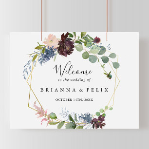 Begrüßungszeichen für Burgundy Gold Geometric Wedd Poster