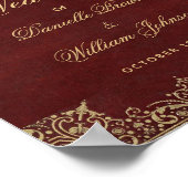 Begrüßungszeichen für Burgundy Gold Vintag Script Poster (Ecke)