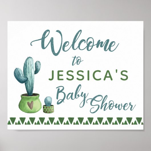 Begrüßungszeichen für Cactus Baby Shower Poster (Vorne)