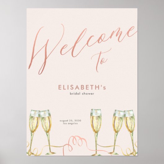 Begrüßungszeichen für Champagnerbrunch Brautparty Poster (Vorne)