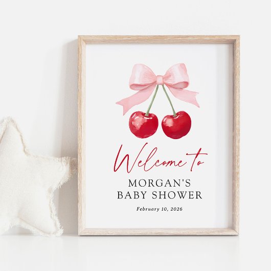 Begrüßungszeichen für Cherry Baby-Dusche Poster