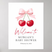 Begrüßungszeichen für Cherry Baby-Dusche Poster (Vorne)