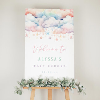 Begrüßungszeichen für Cloud and Stars Baby Dusche Poster