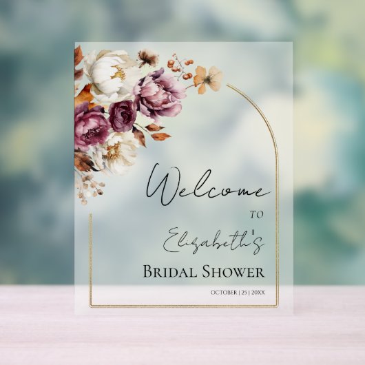 Begrüßungszeichen für das Acrylic Burgundy Fall Br Acrylschild (Neutral)