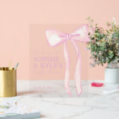 Begrüßungszeichen für das Baby mit rosa Ribbon Acrylschild (Hochzeit)