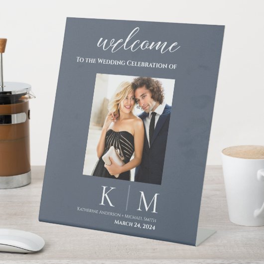 Begrüßungszeichen für das blaue und das weiße Foto Sockelschild (In Situ)