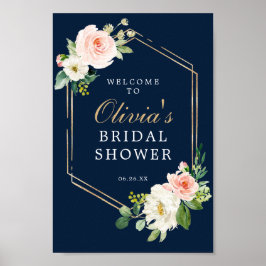 Begrüßungszeichen für das Blue Gold Blush Brautpar Poster