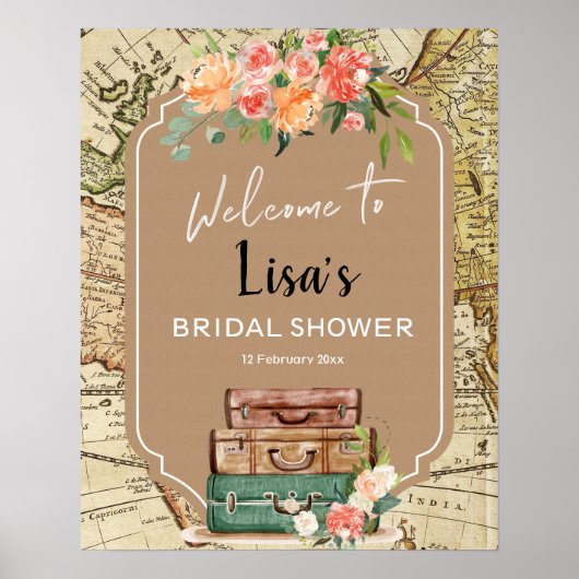 Begrüßungszeichen für das Brautparty Adventure Map Poster (Vorne)