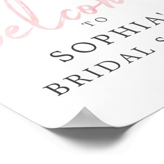 Begrüßungszeichen für das Brautparty Airush Blush Poster (Ecke)