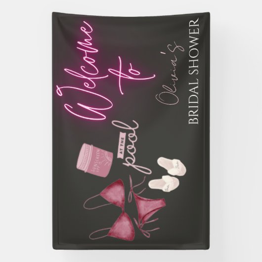 Begrüßungszeichen für das Brautparty am Pool Banner (Vertikal)