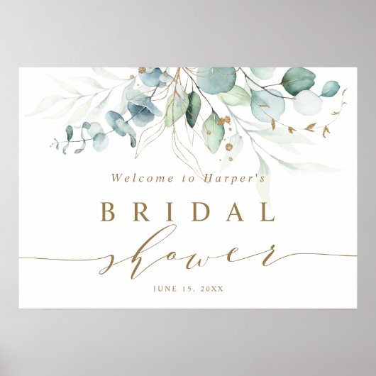 Begrüßungszeichen für das Brautparty Gold & Green Poster (Vorne)